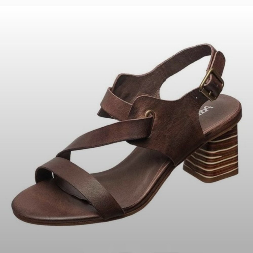 Antelope Dark Brown Zigzag-Strap Ada Leather Sandal Women 7